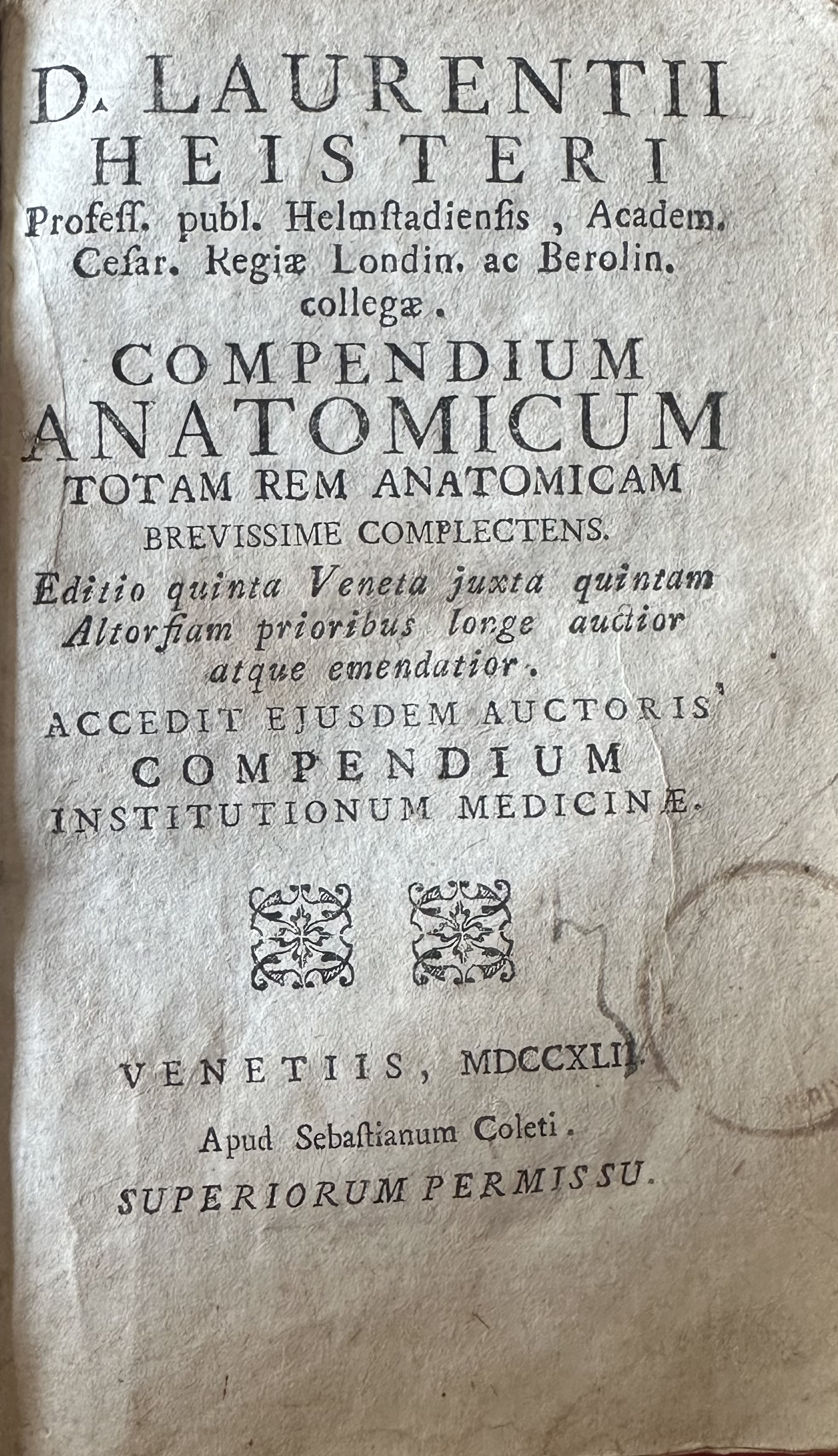 Compendium Anatomicum Totam Rem Anatomicam
