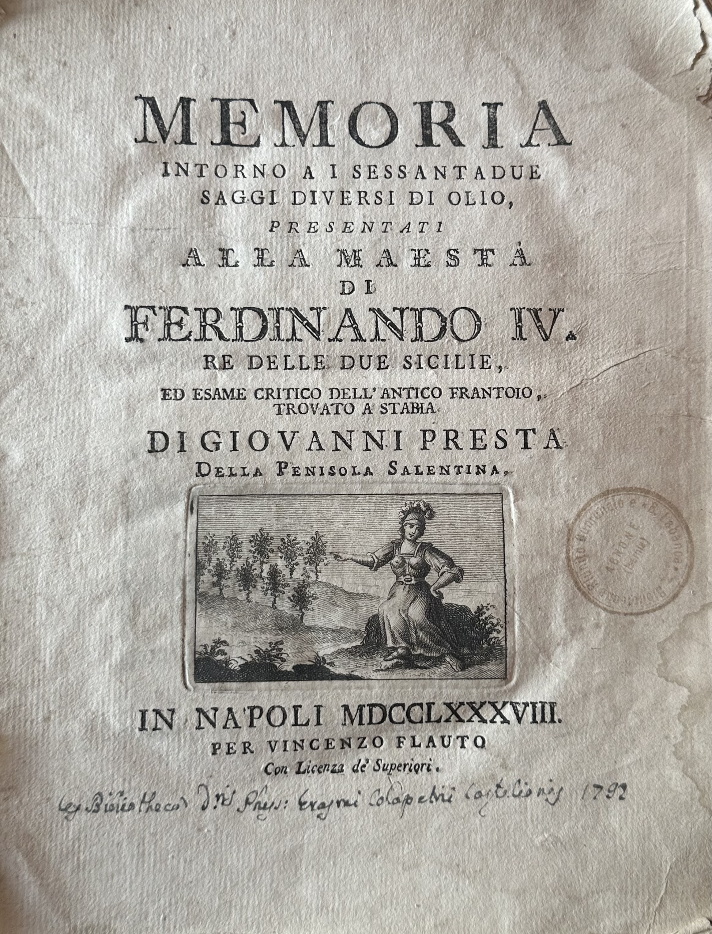 Memoria Intorno Ai Sessantadue Saggi Diversi Di Olio